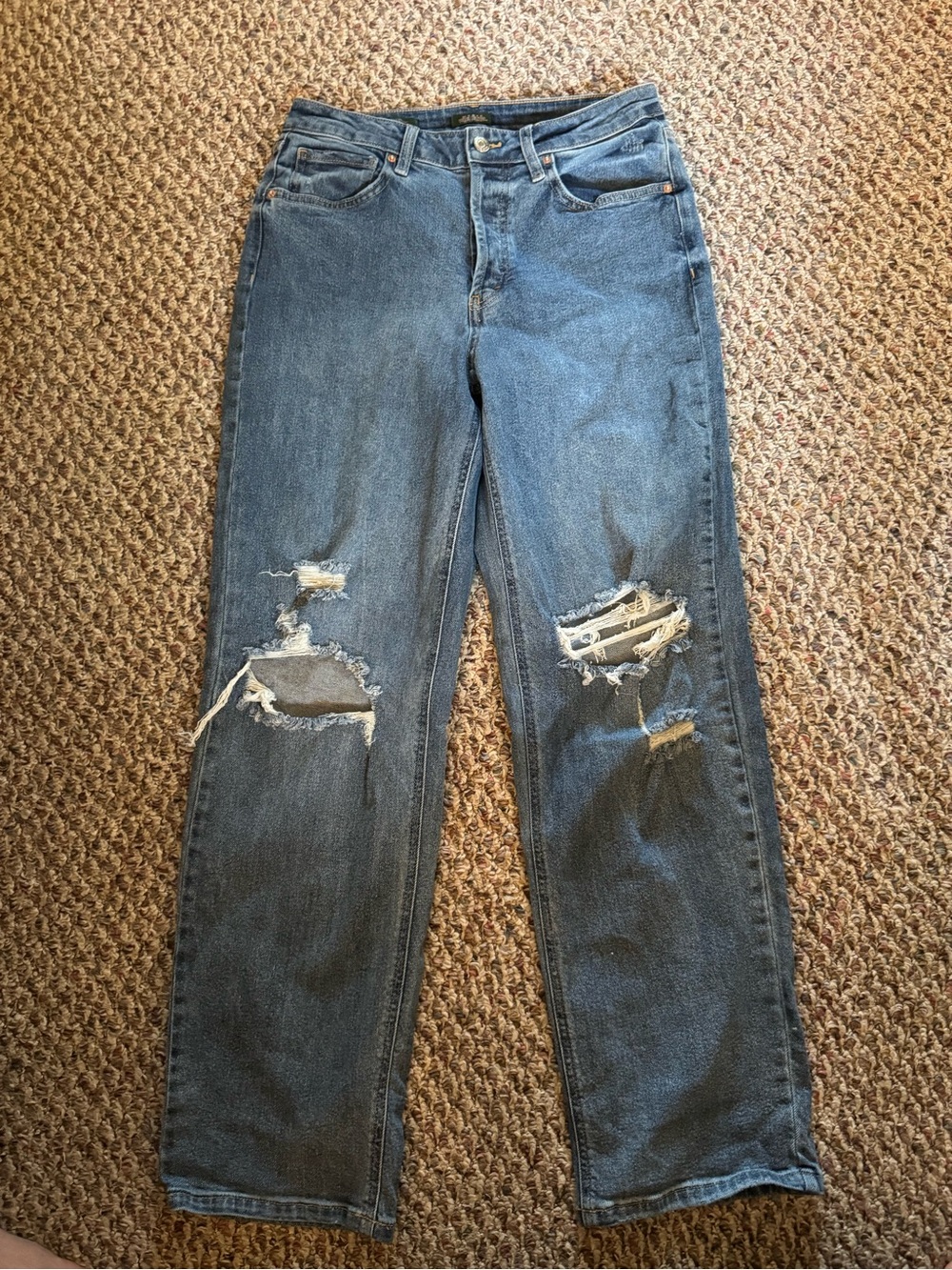 Wild Fable Distressed Straight-Leg Blue Jeans